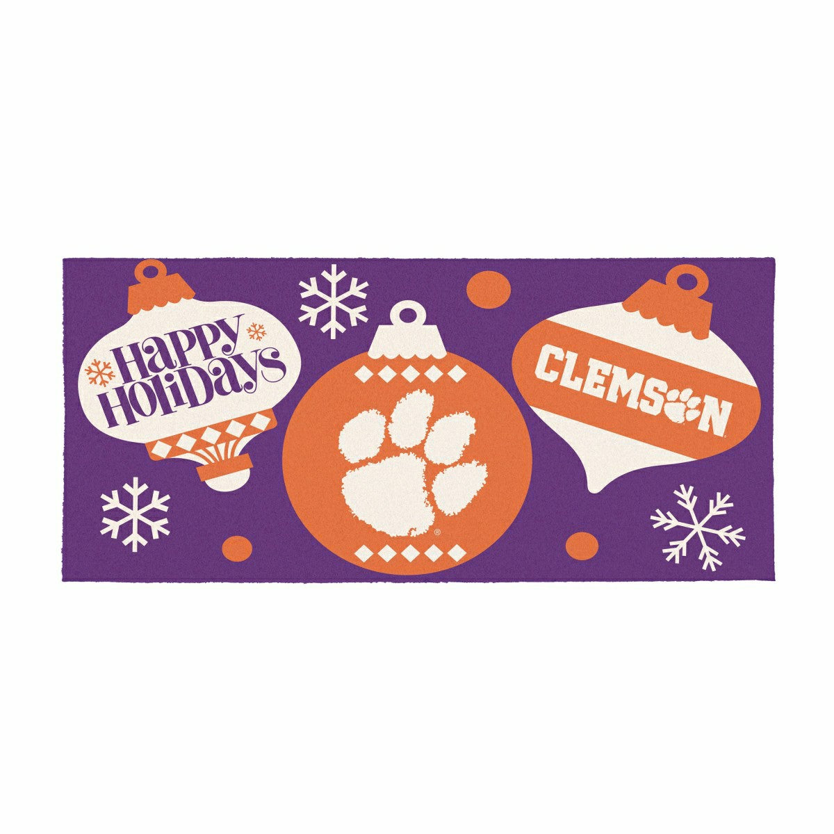 Clemson University Holiday Flocked Coir Sassafras Switch Mat, 22"x10"