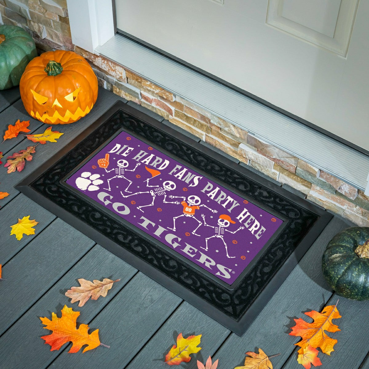 Clemson University Flocked Coir Halloween Sassafras Switch Mat, 22"x10