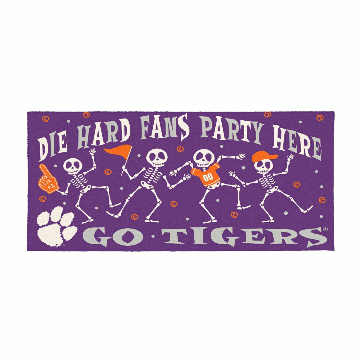Clemson University Flocked Coir Halloween Sassafras Switch Mat, 22"x10