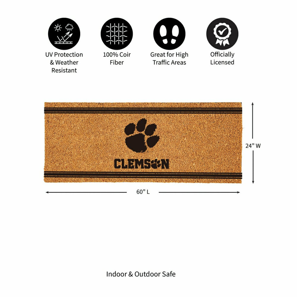 Clemson University Extra Large One Color Coir Mat, 60"x24"