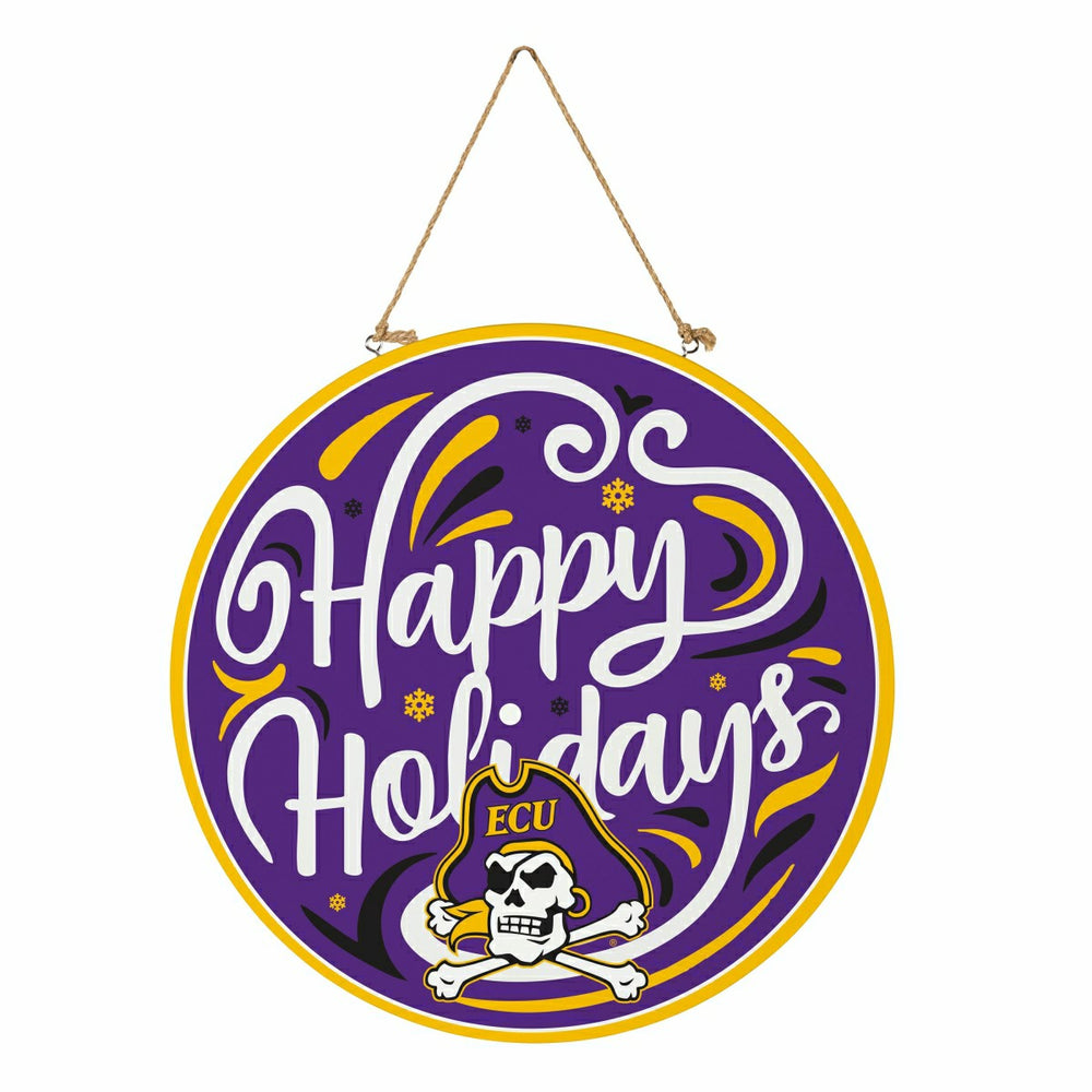 East Carolina University Holiday Round Door Décor with Hanging Rope, 1
