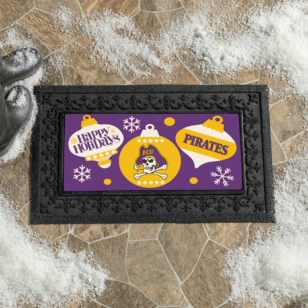 East Carolina University Holiday Flocked Coir Sassafras Switch Mat, 22