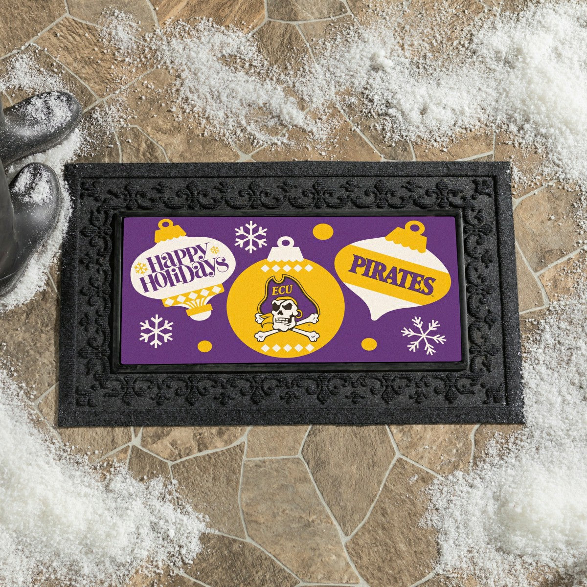 East Carolina University Holiday Flocked Coir Sassafras Switch Mat, 22