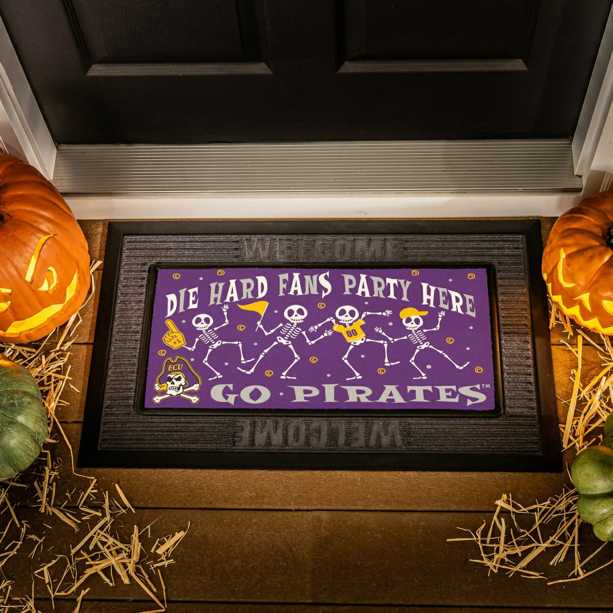 East Carolina University Flocked Coir Halloween Sassafras Switch Mat,