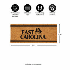 East Carolina University Extra Large One Color Coir Mat, 60"x24"