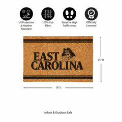 East Carolina University Large One Color Coir Mat, 36"x24"