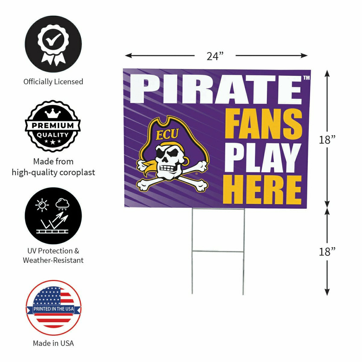 East Carolina University Coroplast Yard Sign "Fans Play Here"