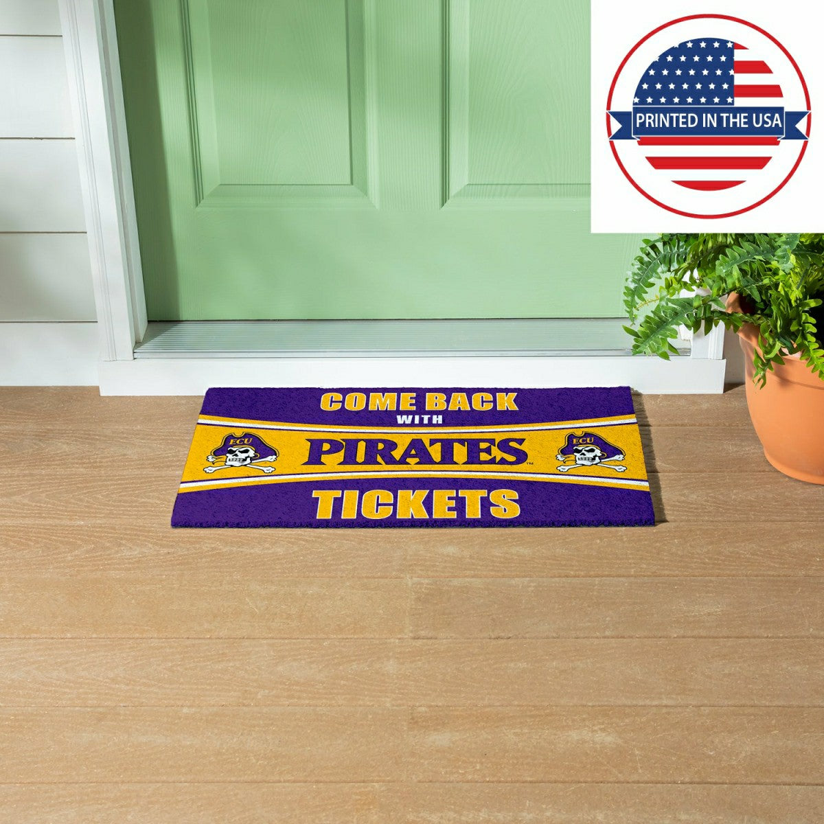 28" x 16" PVC Trapper Mat, Come Back with Tickets, East Carolina Unive