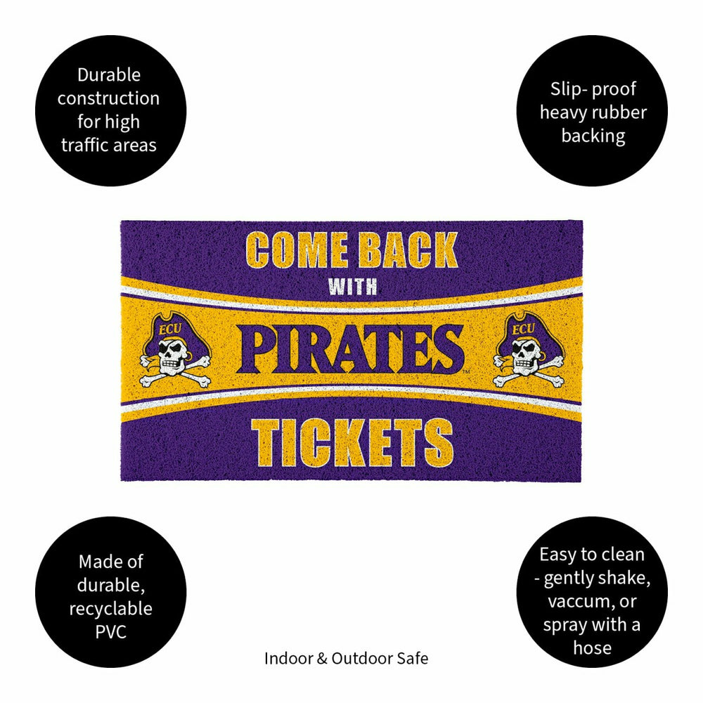 28" x 16" PVC Trapper Mat, Come Back with Tickets, East Carolina Unive