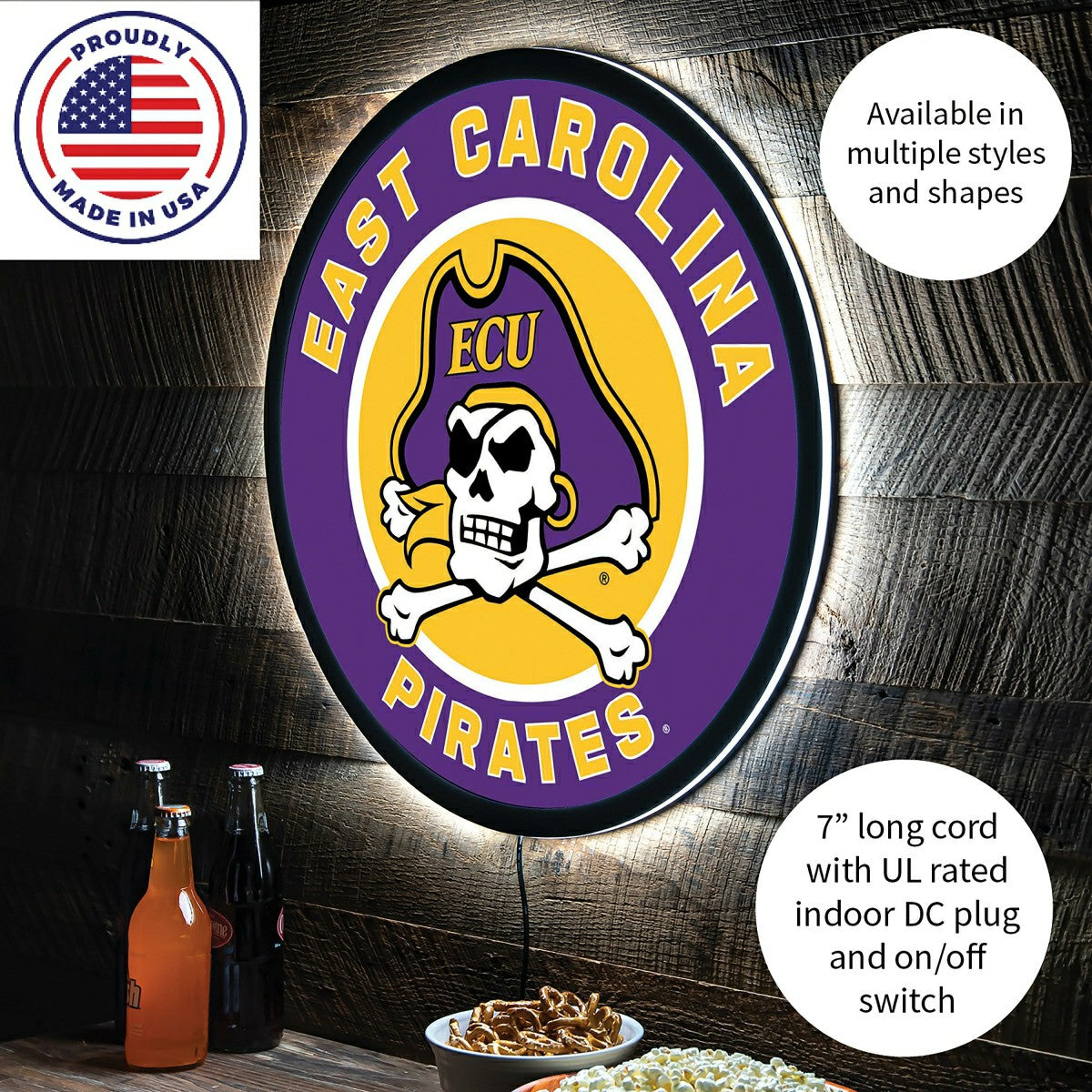 LED Wall Decor, Round, East Carolina University
