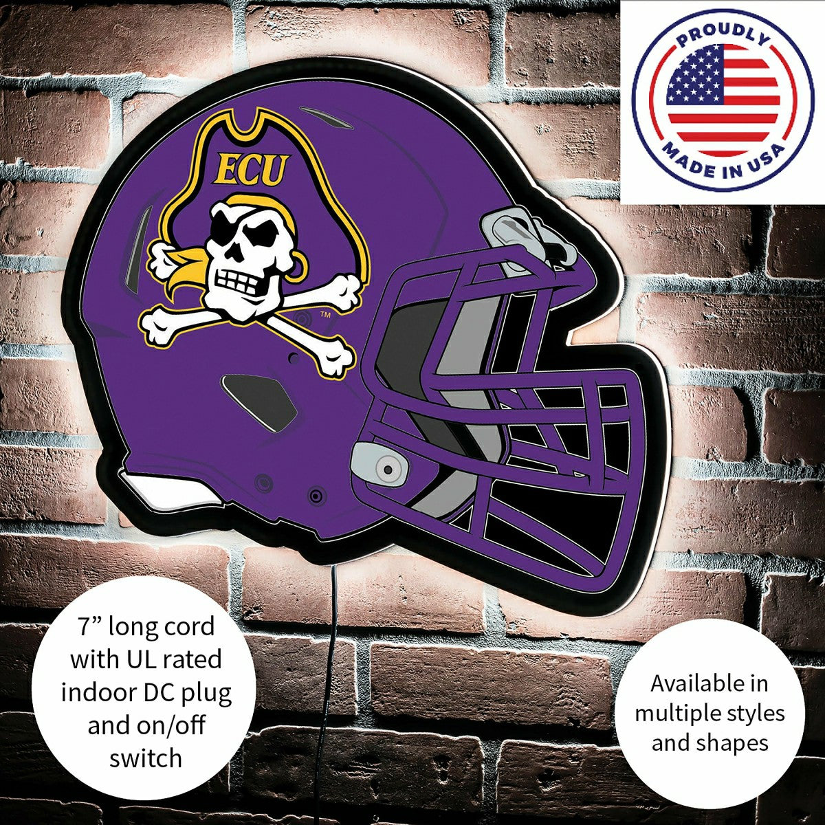 LED Wall Decor, Helmet, East Carolina University