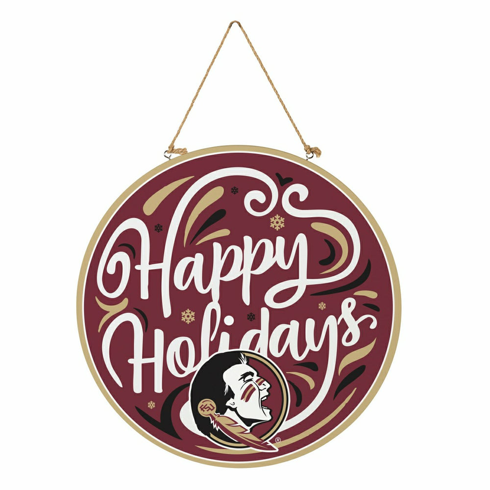 Florida State University Holiday Round Door Décor with Hanging Rope, 1
