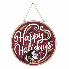 Florida State University Holiday Round Door Décor with Hanging Rope, 1