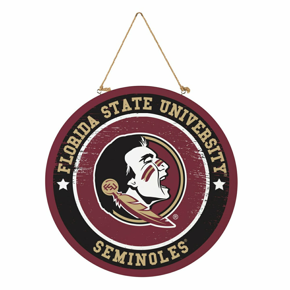 Florida State University Round Door Décor with Hanging Rope, 18x18