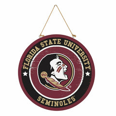 Florida State University Round Door Décor with Hanging Rope, 18x18