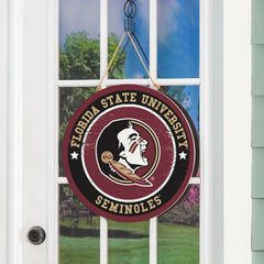 Florida State University Round Door Décor with Hanging Rope, 18x18