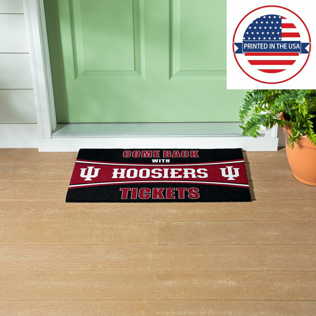 28" x 16" PVC Trapper Mat, Come Back with Tickets, Indiana University