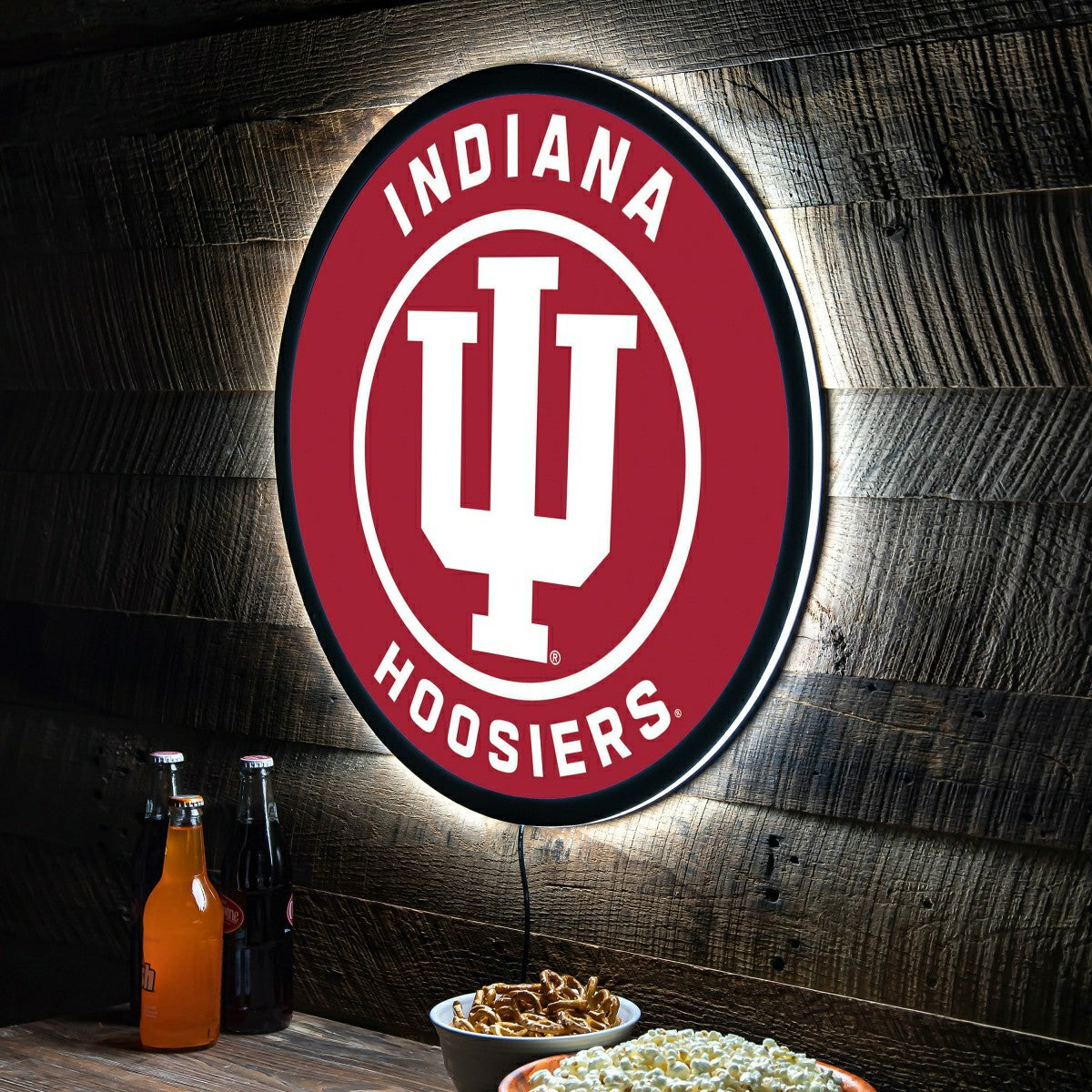 LED Wall Decor, College Football Round, Indiana University