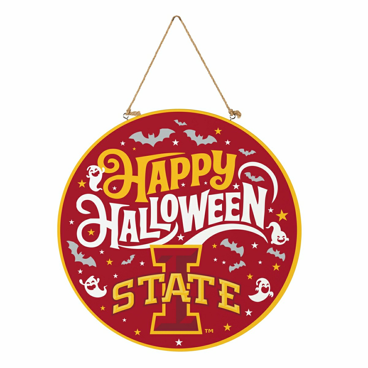 Iowa State University Halloween Round Door Décor with Hanging Rope, 18