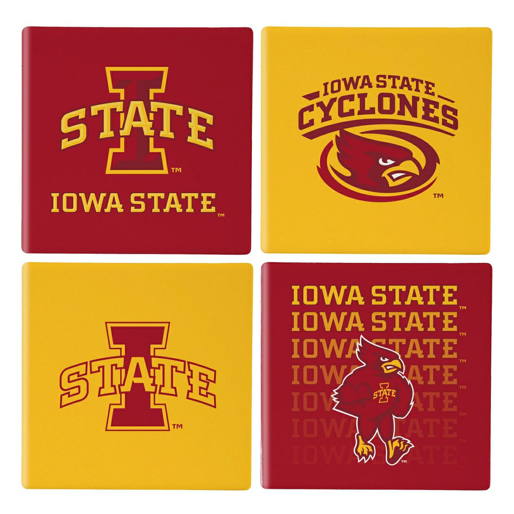 Iowa State University Ceramic Coasters Set, 4pcs with Wood Caddy