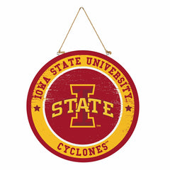 Iowa State University Round Door Décor with Hanging Rope, 18x18
