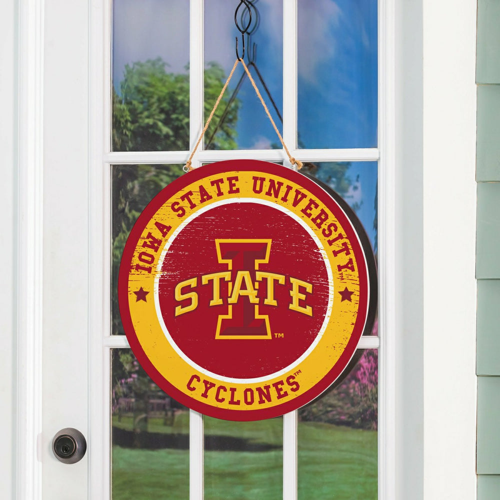 Iowa State University Round Door Décor with Hanging Rope, 18x18