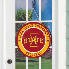 Iowa State University Round Door Décor with Hanging Rope, 18x18