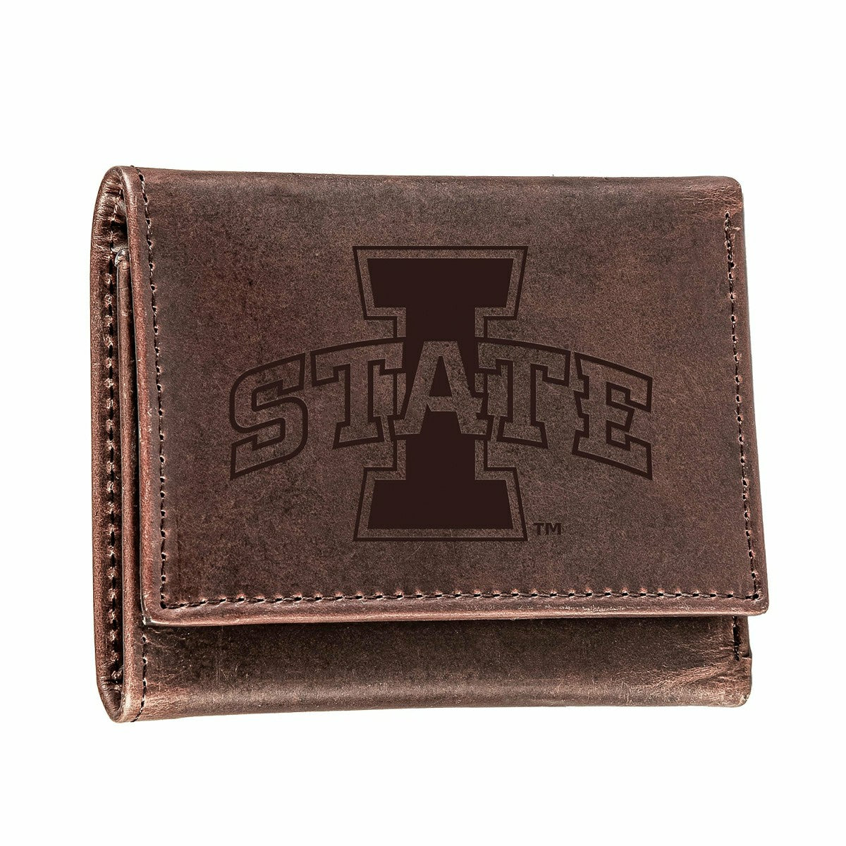 Iowa State University, Tri-Fold Wallet, Brown, CH, 100% Genuine Leathe