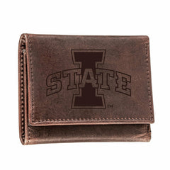 Iowa State University, Tri-Fold Wallet, Brown, CH, 100% Genuine Leathe