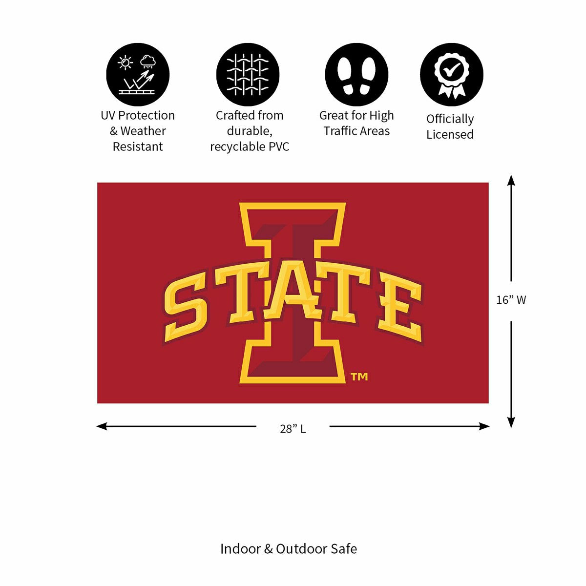 Full Color PVC Mat, 16" x 28", Iowa State University