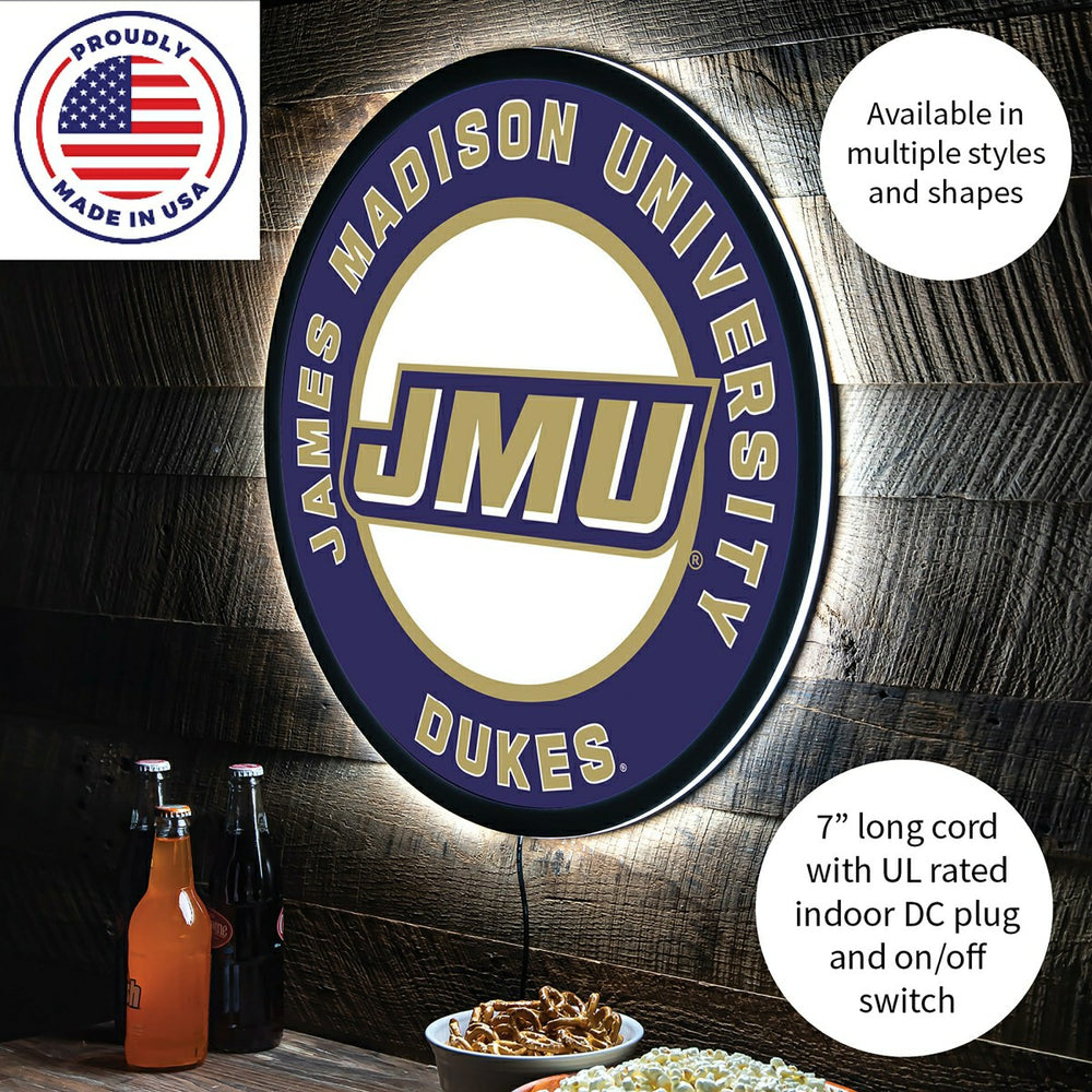 LED Wall Decor, Round, James Madison University