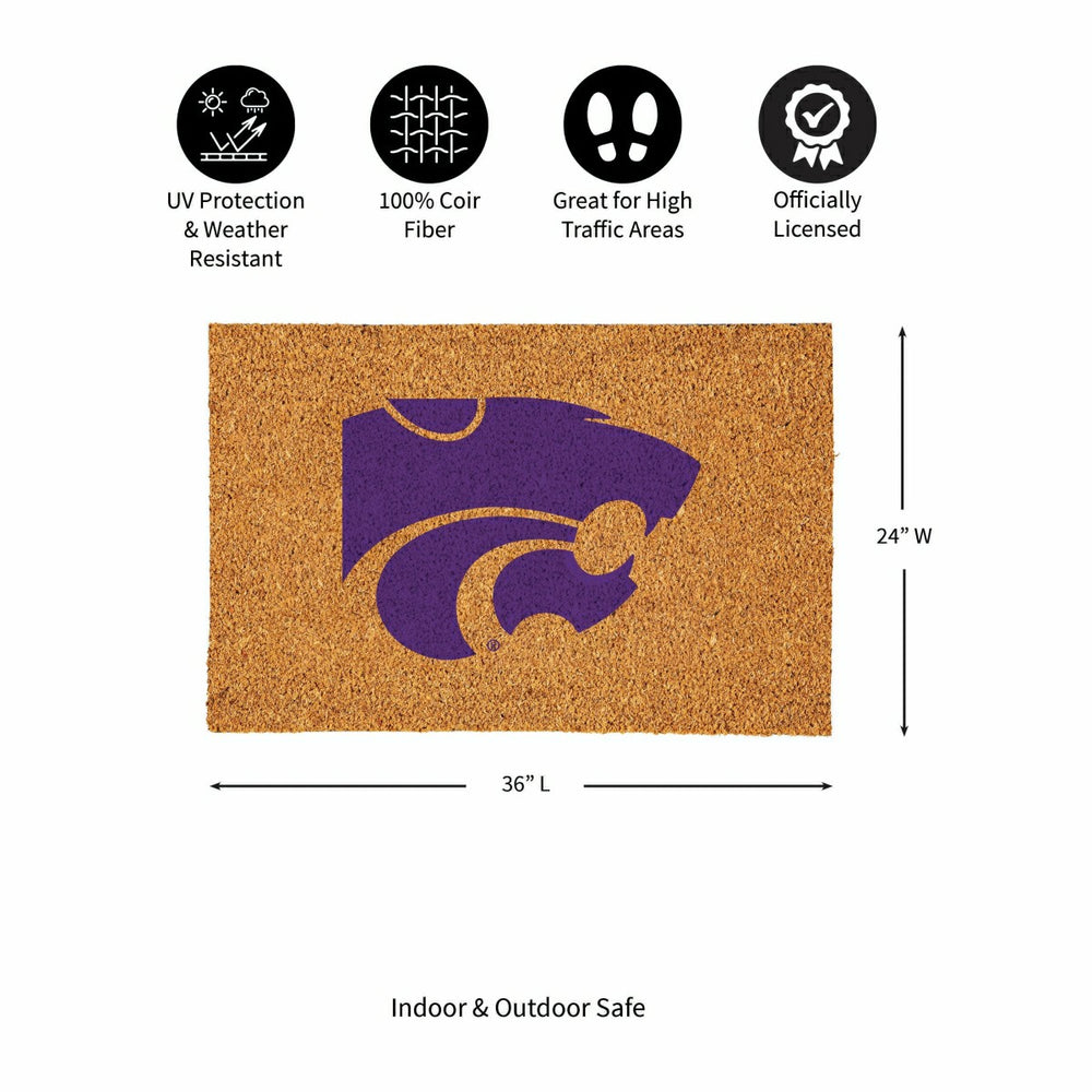 Kansas State University Large Full Color Coir Mat, 36"x24"