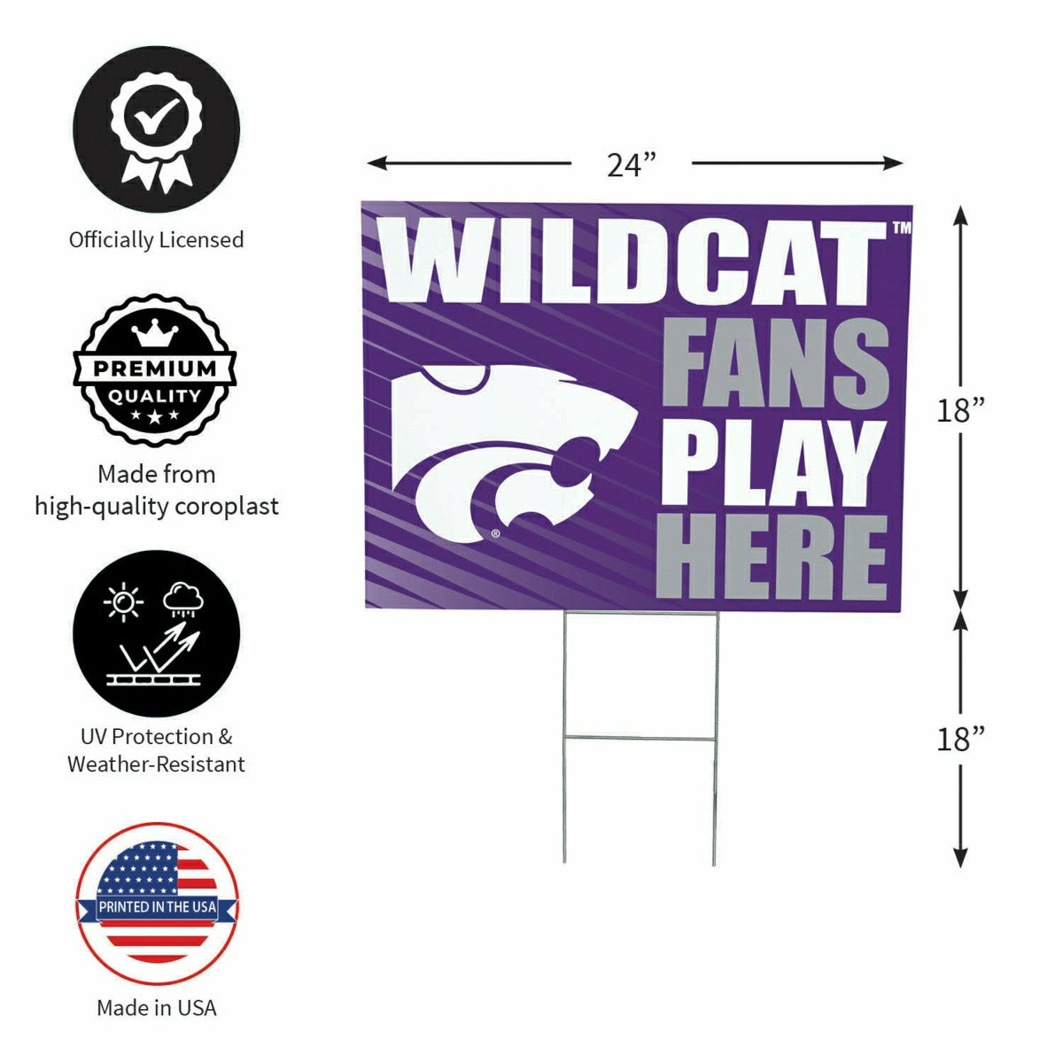 Kansas State University Coroplast Yard Sign "Fans Play Here"