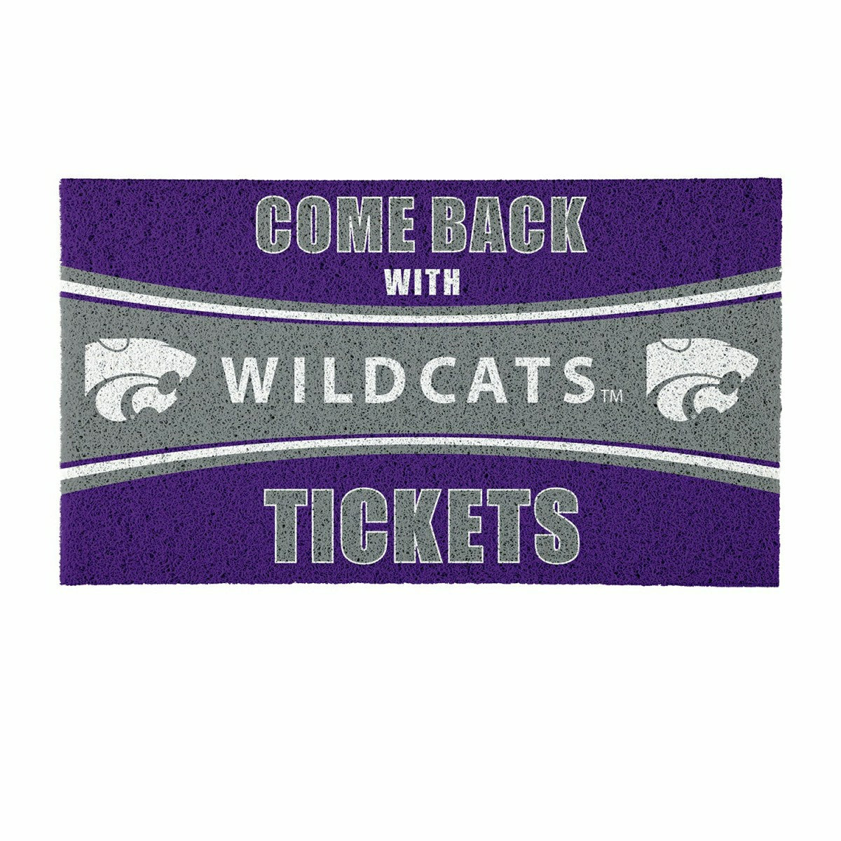 28" x 16" PVC Trapper Mat, Come Back with Tickets, Kansas State Univer