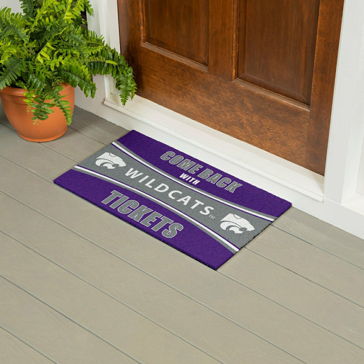 28" x 16" PVC Trapper Mat, Come Back with Tickets, Kansas State Univer