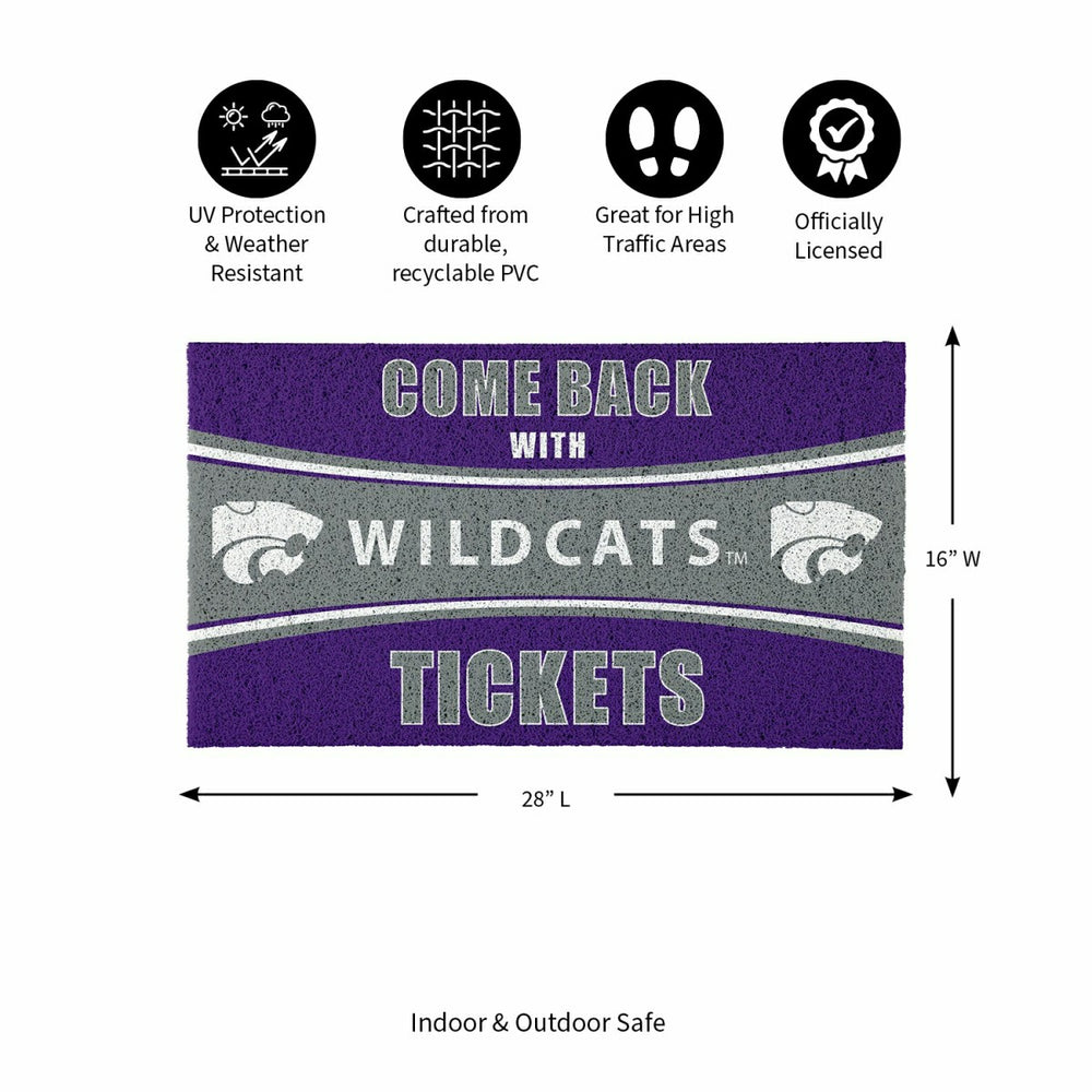 28" x 16" PVC Trapper Mat, Come Back with Tickets, Kansas State Univer