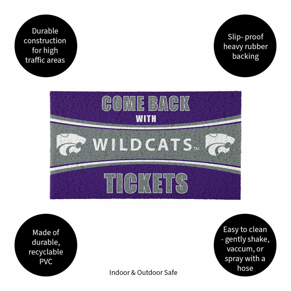 28" x 16" PVC Trapper Mat, Come Back with Tickets, Kansas State Univer