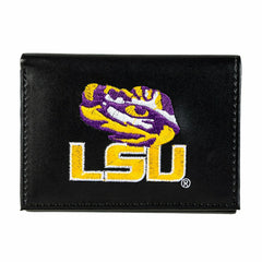 Louisiana State University Black Tri-Fold Embroidered Wallet w/ RFID Blocking