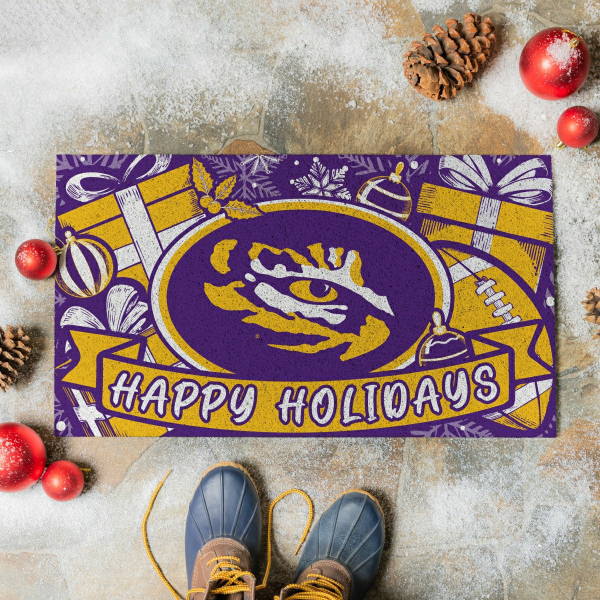Louisiana State University Holiday PVC Mat, 28"x16"