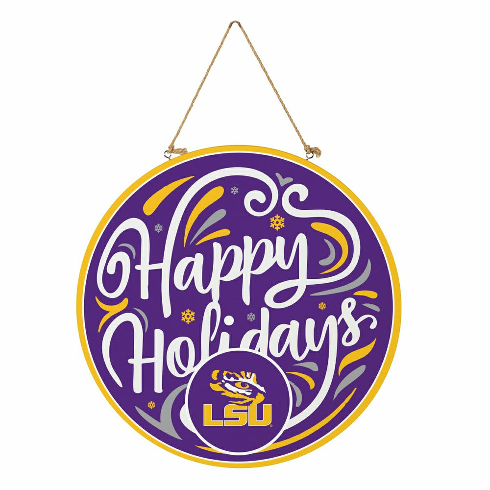 Louisiana State University Holiday Round Door Décor with Hanging Rope,