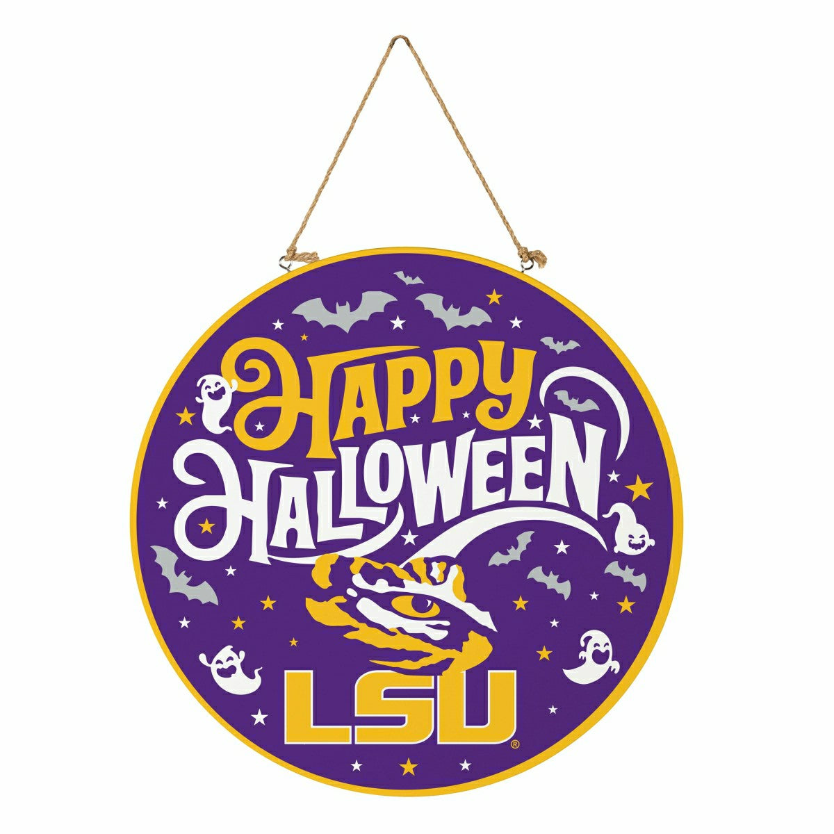 Louisiana State University Halloween Round Door Décor with Hanging Rop