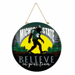 Michigan State University Bigfoot Round Door Décor with Hanging Rope,