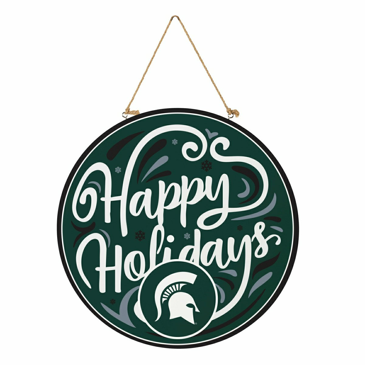 Michigan State University Holiday Round Door Décor with Hanging Rope,