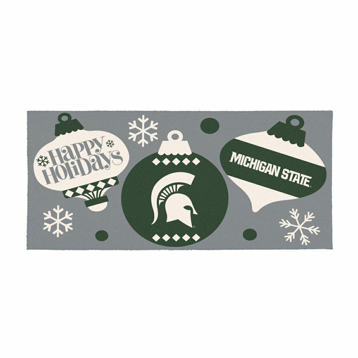 Michigan State University Holiday Flocked Coir Sassafras Switch Mat, 2