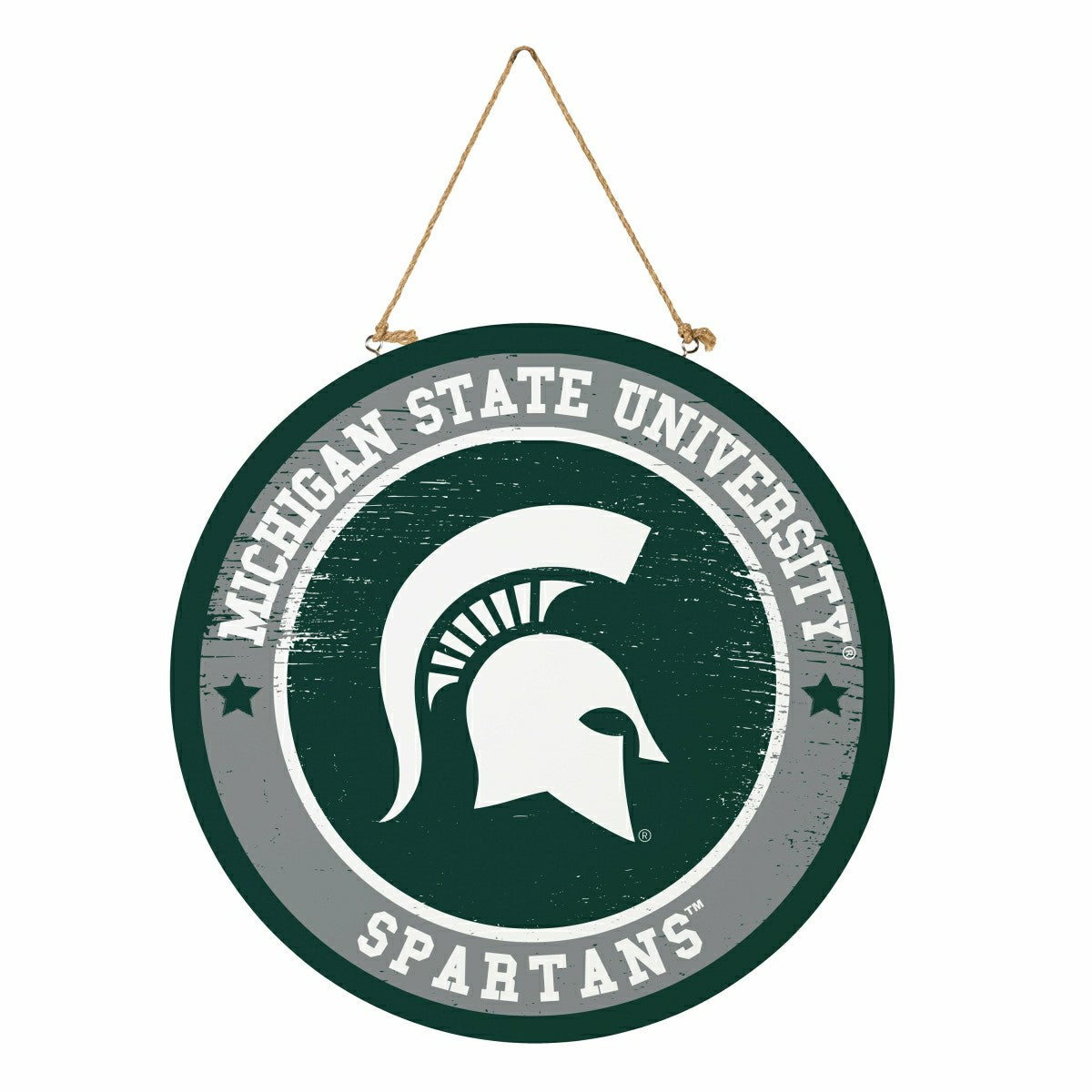 Michigan State University Round Door Décor with Hanging Rope, 18x18