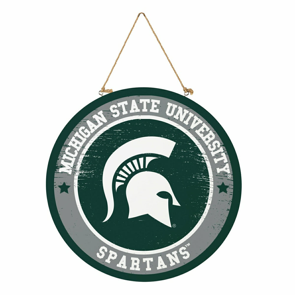 Michigan State University Round Door Décor with Hanging Rope, 18x18