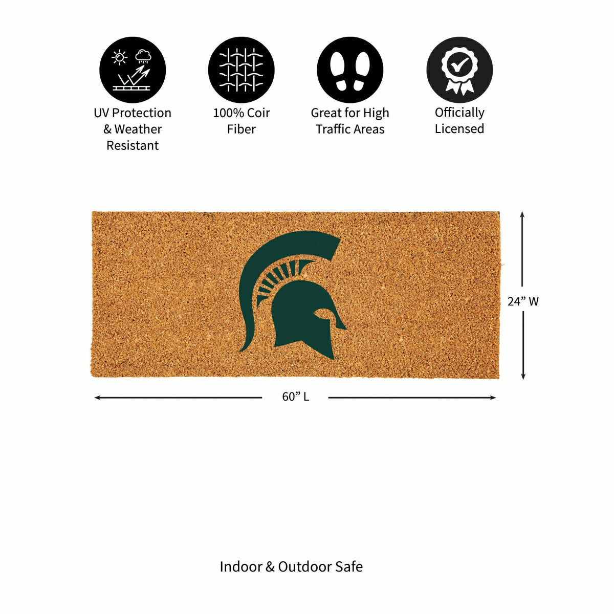 Michigan State University Extra Large Full Color Coir Mat, 60"x24"