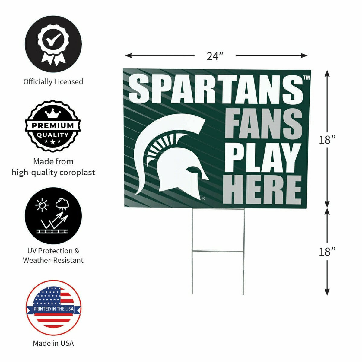 Michigan State University Coroplast Yard Sign "Fans Play Here"
