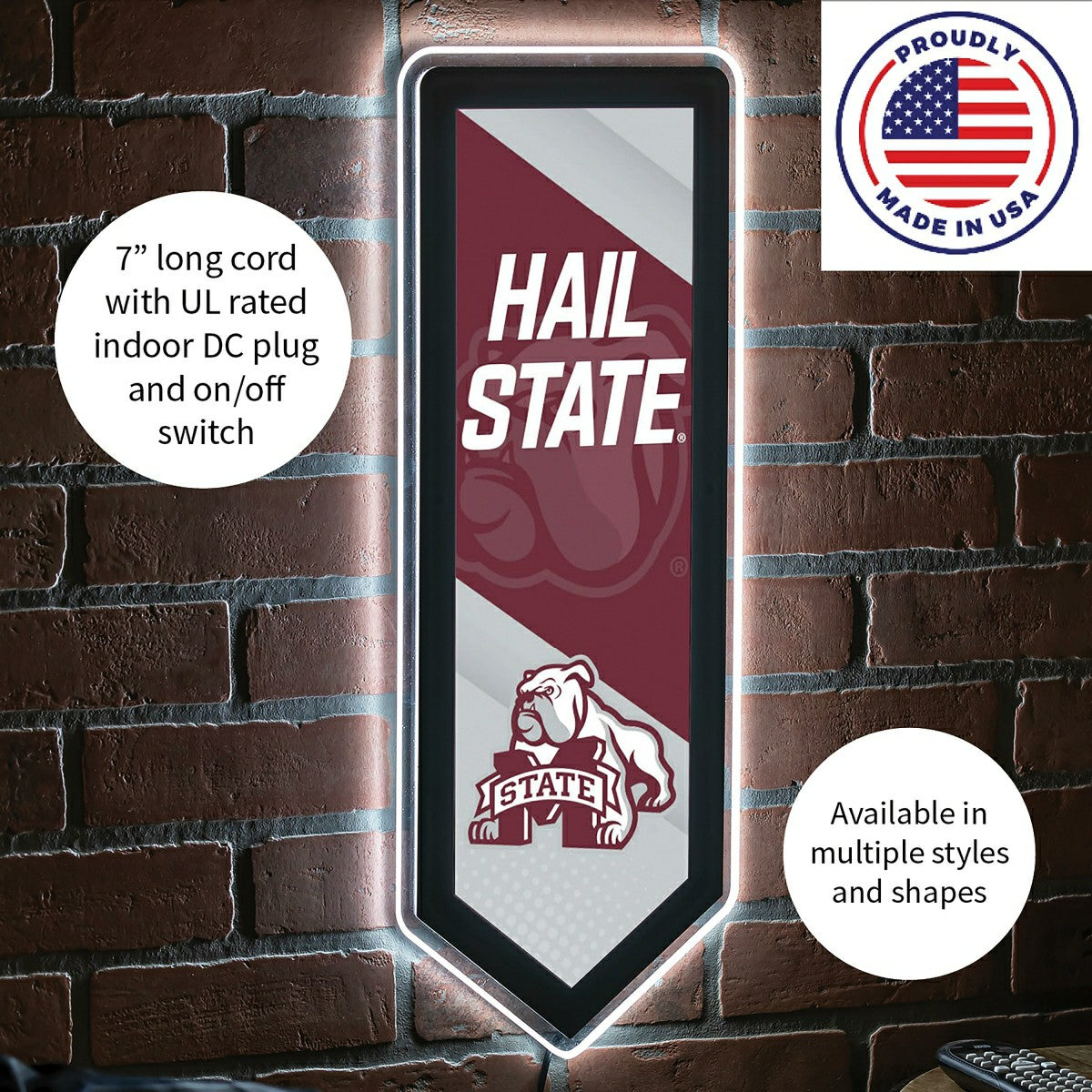 LED Wall Decor, Pennant, Mississippi State University