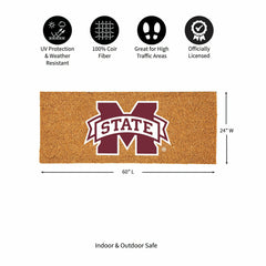 Mississippi State University Extra Large Full Color Coir Mat, 60"x24"